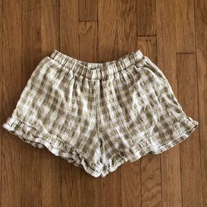 Rylee + Cru Cotton Gingham Ruffle Shorts Sage Green 12-14 Years